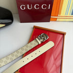 Gucci Men's Leather Belt — Runway Wide Strap Design