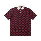 Gucci GG Monogram Polo Shirt | Navy & Red