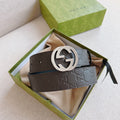 Gucci Men's Leather Belt — Heritage GG Buckle Collection