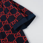 Gucci GG Monogram Polo Shirt | Navy & Red