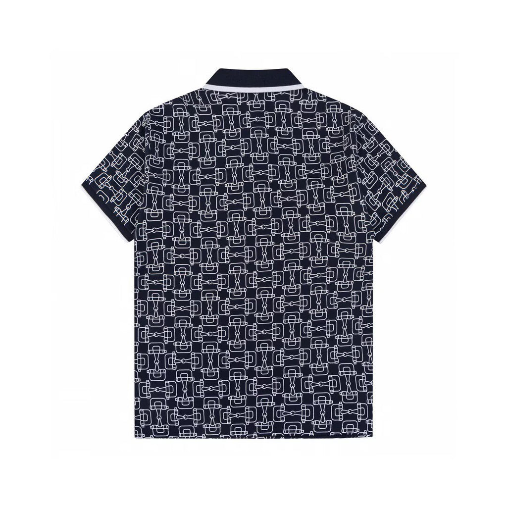 Gucci Horsebit Print Polo Shirt | Navy & White