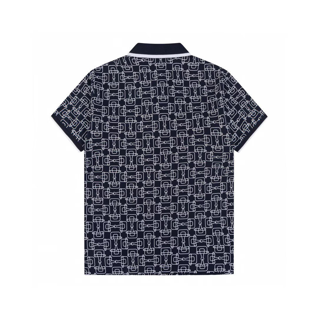 Gucci Horsebit Print Polo Shirt | Navy & White