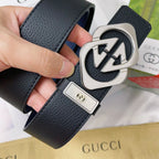 Gucci Men's Leather Belt — Bold GG Hardware Edition