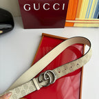 Gucci Men's Leather Belt — Runway Wide Strap Design
