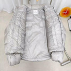 Moncler Classic Badge Short Down Jacket — Silver Grey