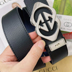 Gucci Men's Leather Belt — Bold GG Hardware Edition
