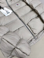 Moncler Classic Badge Short Down Jacket — Silver Grey