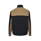 Gucci Camel All-Over Monogram Harrington Jacket with Ribbed Cuffs