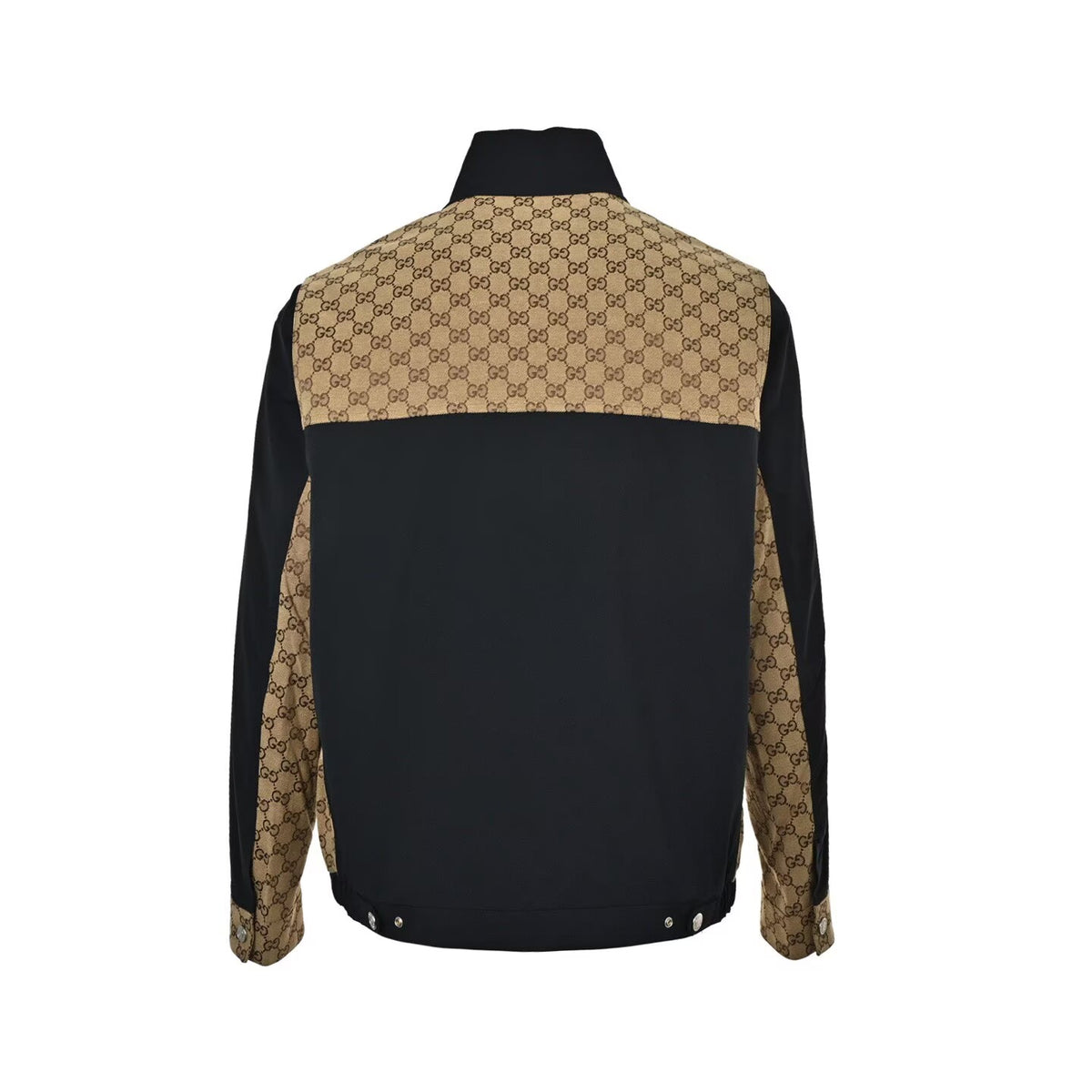 Gucci Camel All-Over Monogram Harrington Jacket with Ribbed Cuffs