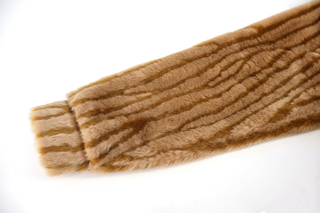 Louis Vuitton Caramel Faux Fur Wave-Texture Hooded Jacket