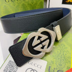 Gucci Men's Leather Belt — Bold GG Hardware Edition