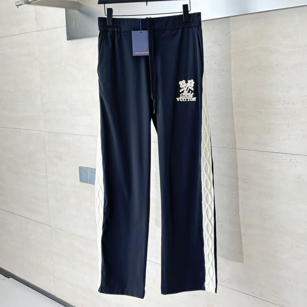 Louis Vuitton Navy Quilted Side Panel Track Trousers