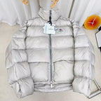 Moncler Classic Badge Short Down Jacket — Silver Grey