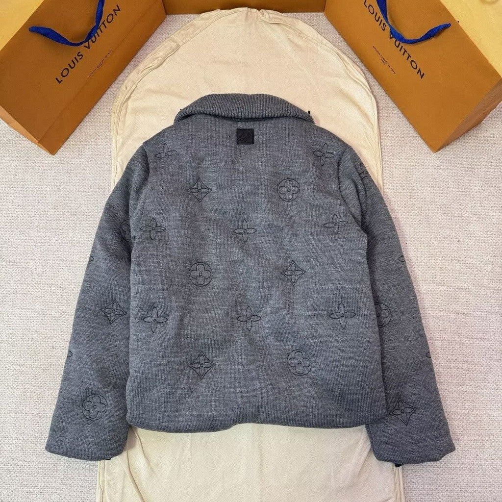 Louis Vuitton Grey Monogram Quilted Knit Down Jacket