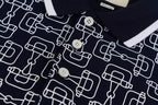 Gucci Horsebit Print Polo Shirt | Navy & White
