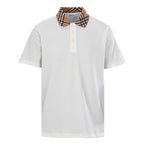 Burberry Short-Sleeve Polo Shirt with Check Collar Detail