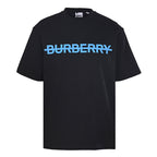 Burberry T-Shirt with Tape-Style Horizontal Stripe Overlay & Letter Print