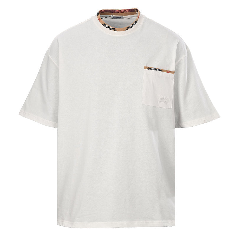 Burberry Check-Trim Neckline & Chest Pocket T-Shirt