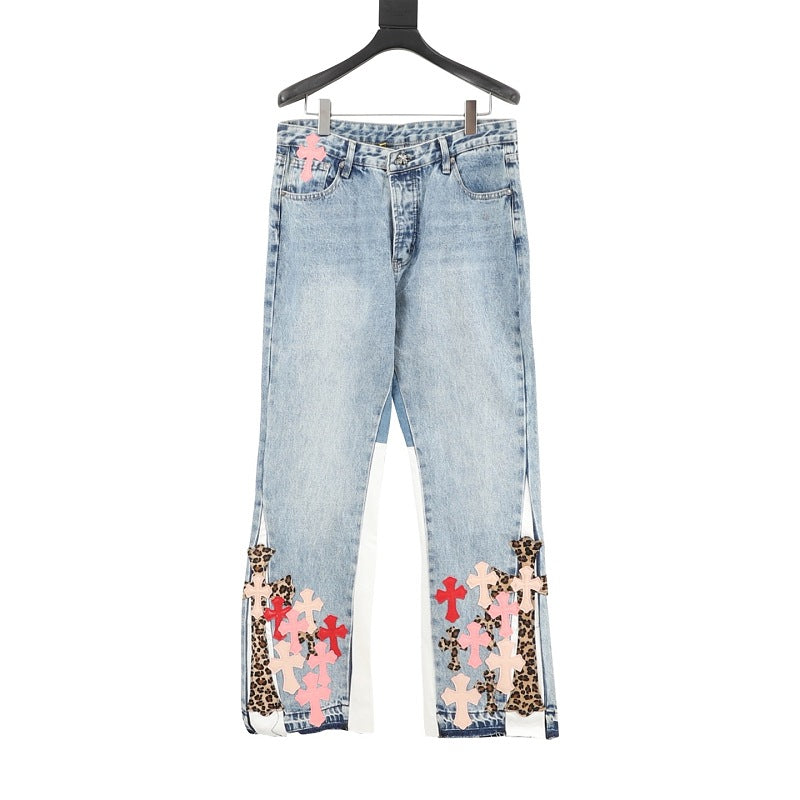 Chrome Hearts x GALLERY DEPT Horsehair Patchwork Leather Flared Jeans