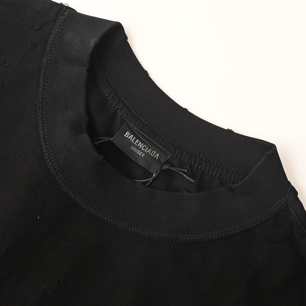 Balenciaga Antwerpen Crest Distressed T-Shirt – Black