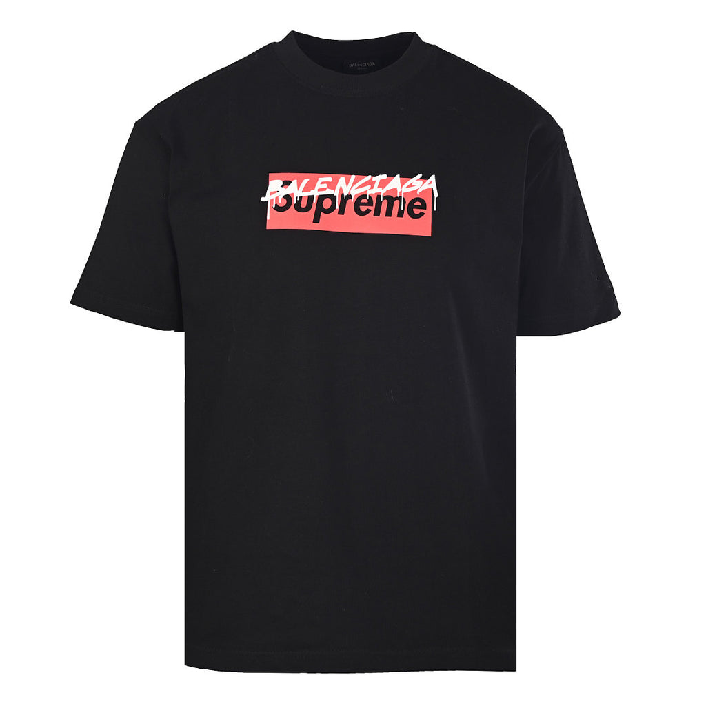 Balenciaga x Supreme Collaboration Logo Print T-Shirt