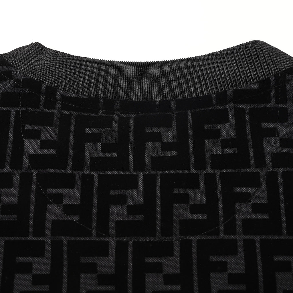 Fendi FF Monogram Velvet-Jacquard T-Shirt — Black