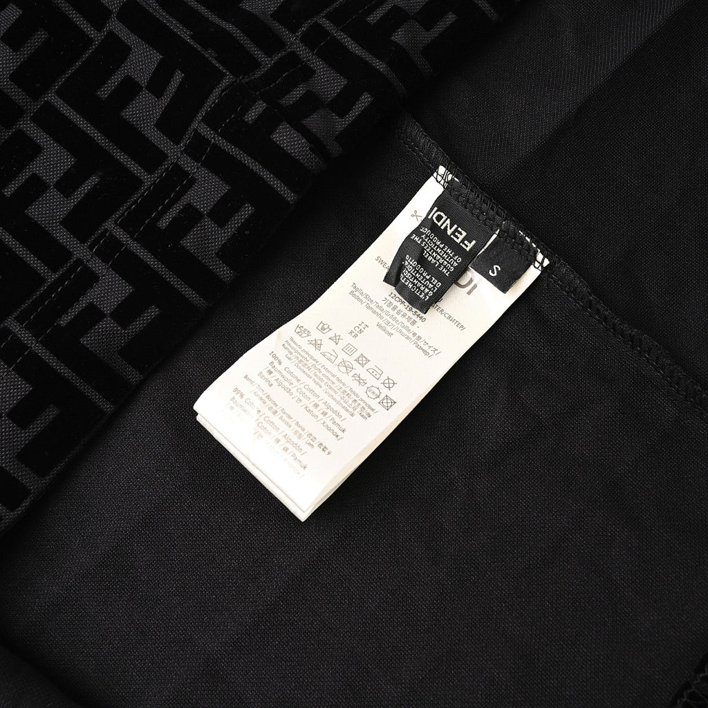 Fendi FF Monogram Velvet-Jacquard T-Shirt — Black