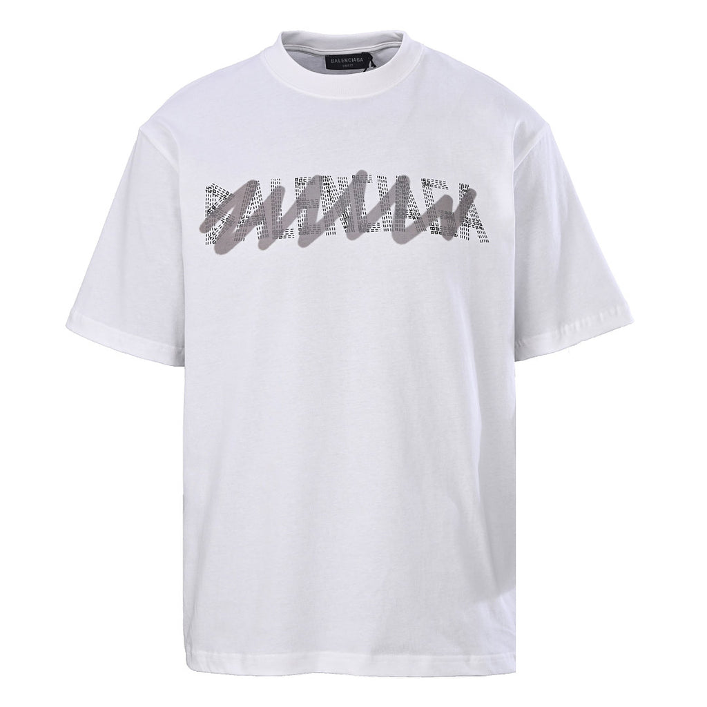Balenciaga Double Logo Scribble Oversized T-Shirt – White