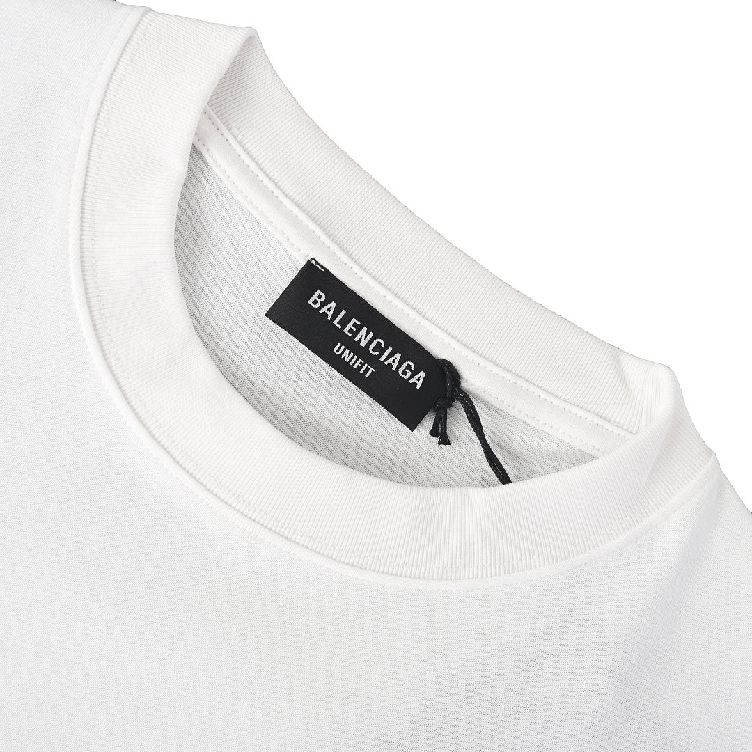 Balenciaga Double Logo Scribble Oversized T-Shirt – White