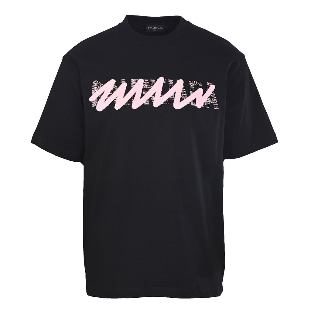 Balenciaga Double Logo Scribble Oversized T-Shirt – black