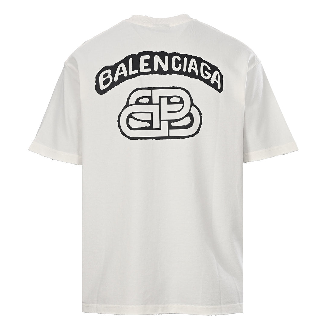 Balenciaga Graffiti Logo Oversized T-Shirt – Off-White