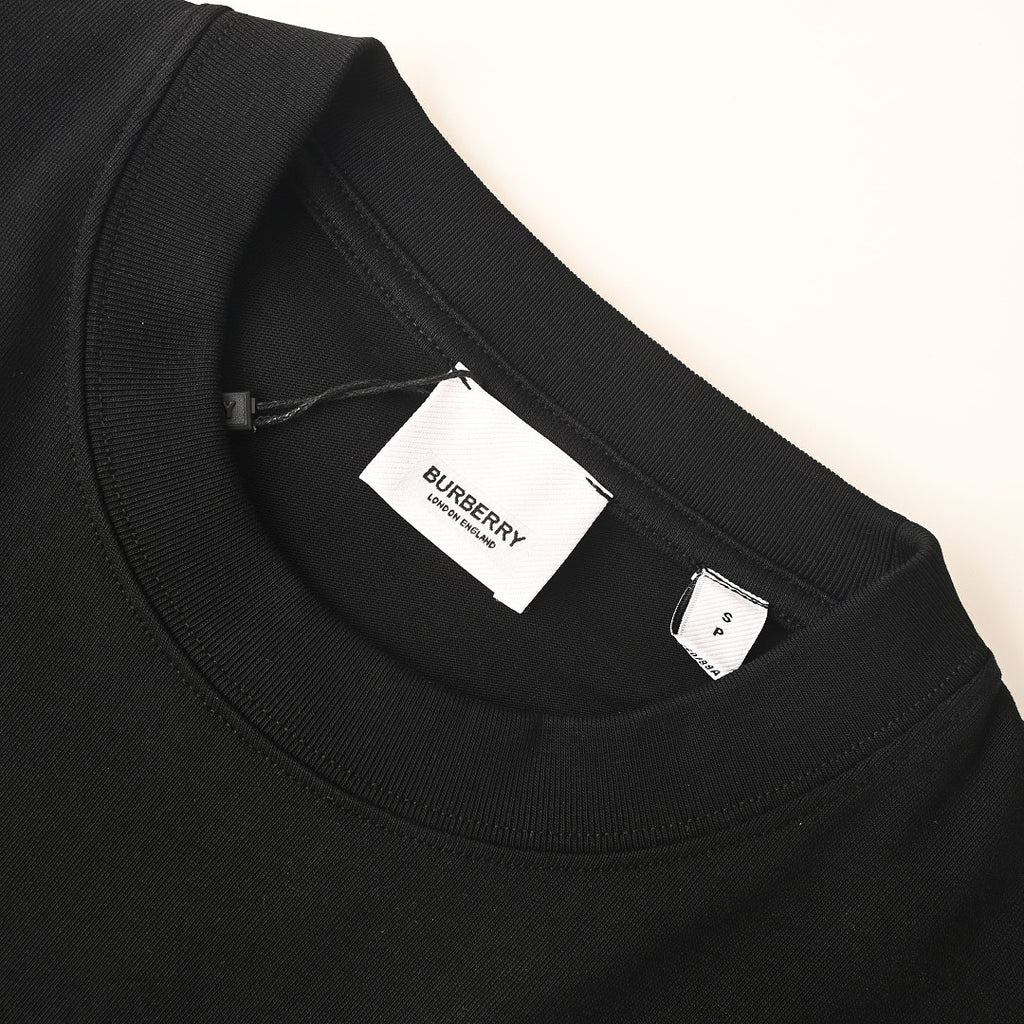 Burberry T-Shirt with Tape-Style Horizontal Stripe Overlay & Letter Print