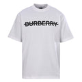 Burberry T-Shirt with Tape-Style Horizontal Stripe Overlay & Letter Print