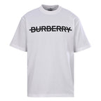 Burberry T-Shirt with Tape-Style Horizontal Stripe Overlay & Letter Print