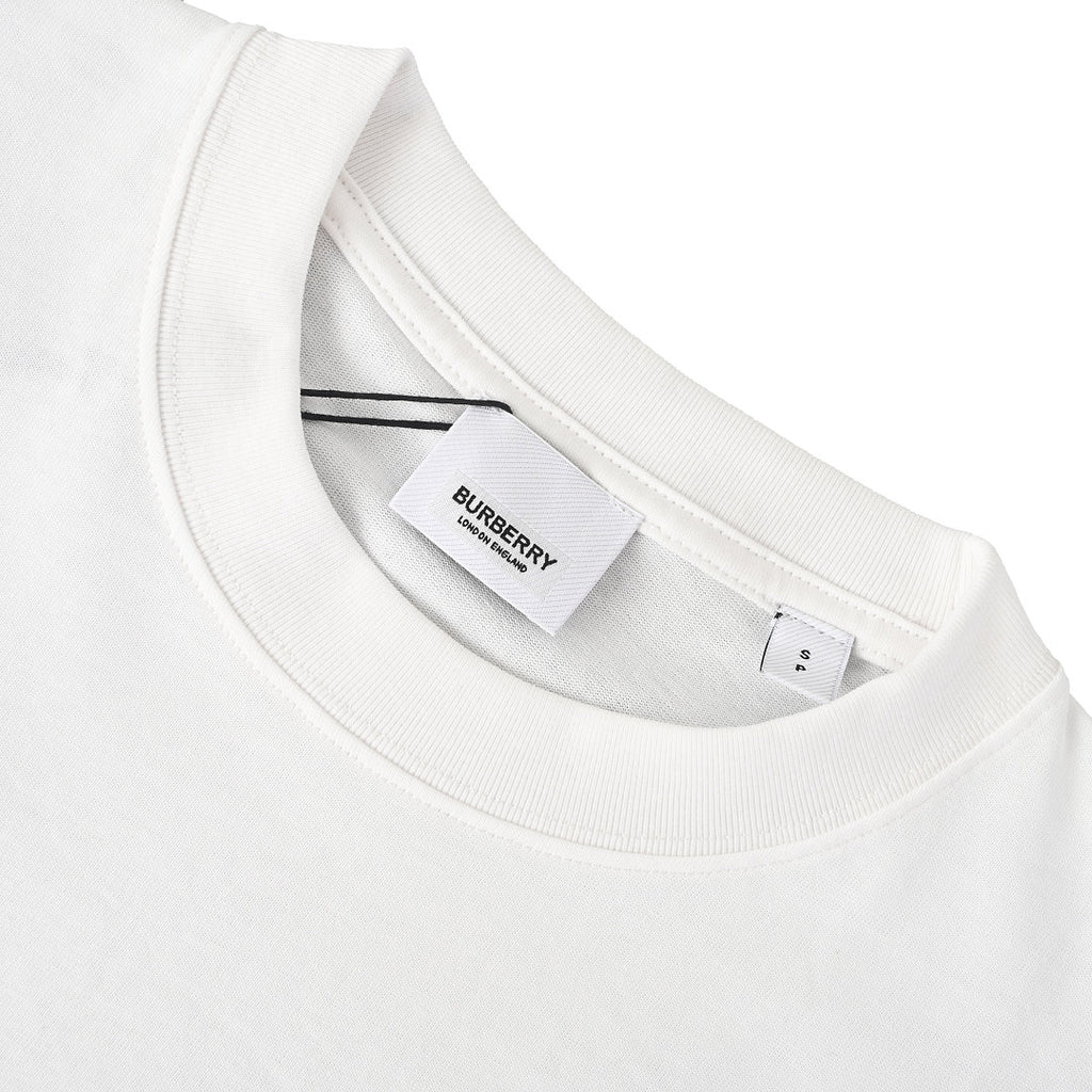 Burberry T-Shirt with Tape-Style Horizontal Stripe Overlay & Letter Print