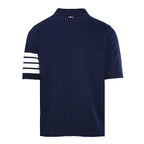 Thom Browne Tennis Racket Embroidery 4-Bar Knit Polo – Navy
