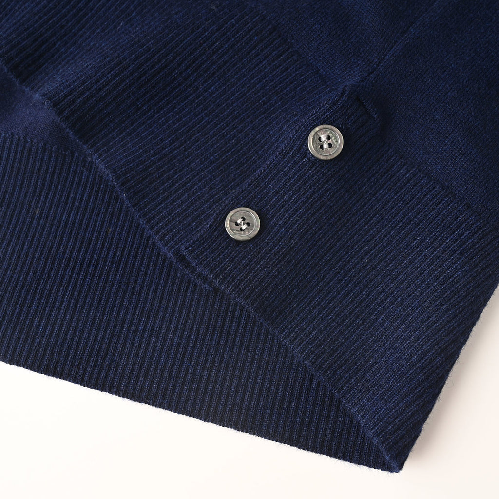 Thom Browne Tennis Racket Embroidery 4-Bar Knit Polo – Navy