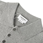 Thom Browne Tennis Racket Embroidery 4-Bar Knit Polo – Medium Grey