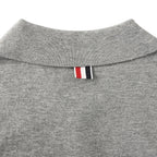 Thom Browne Tennis Racket Embroidery 4-Bar Knit Polo – Medium Grey