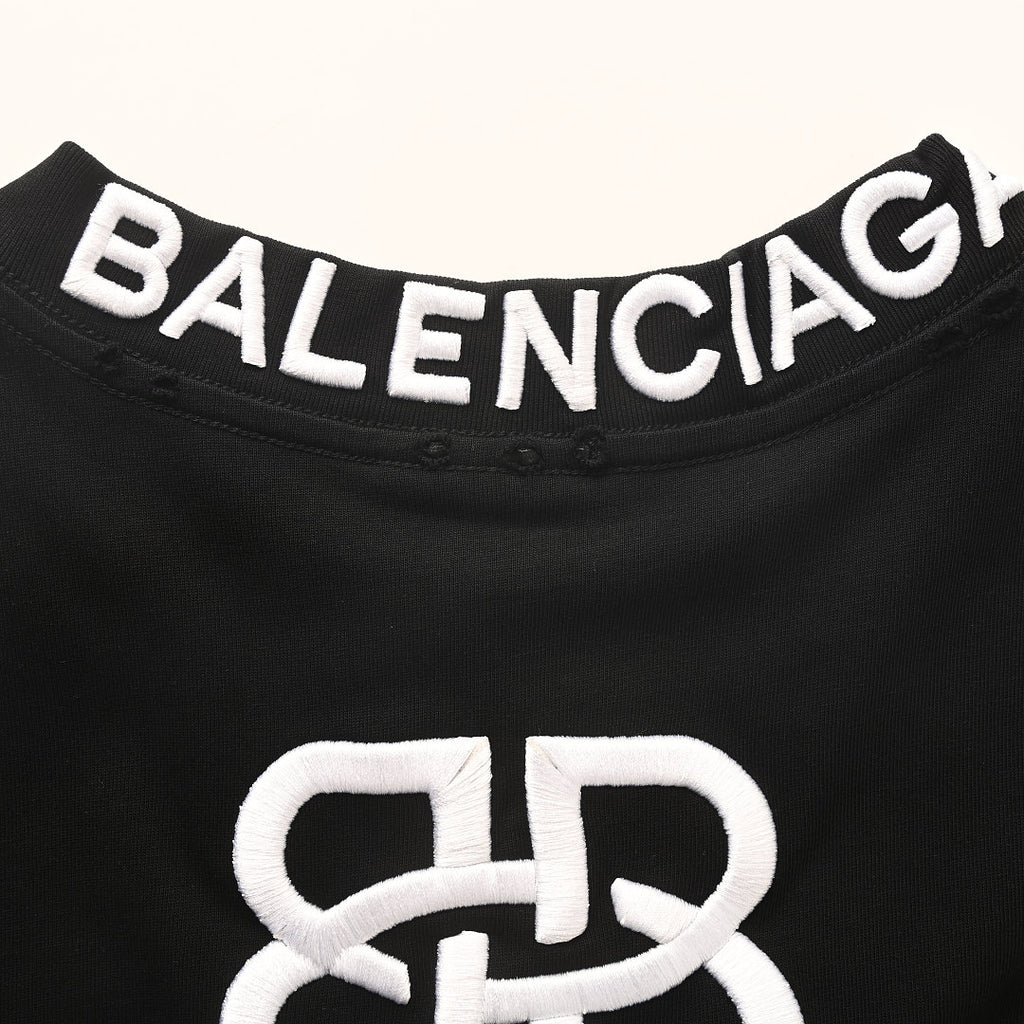 Balenciaga BB Monogram Distressed Oversized T-Shirt – Black