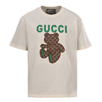Gucci Monogram T-Shirt with Bear Embroidery and Appliqué