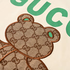 Gucci Monogram T-Shirt with Bear Embroidery and Appliqué