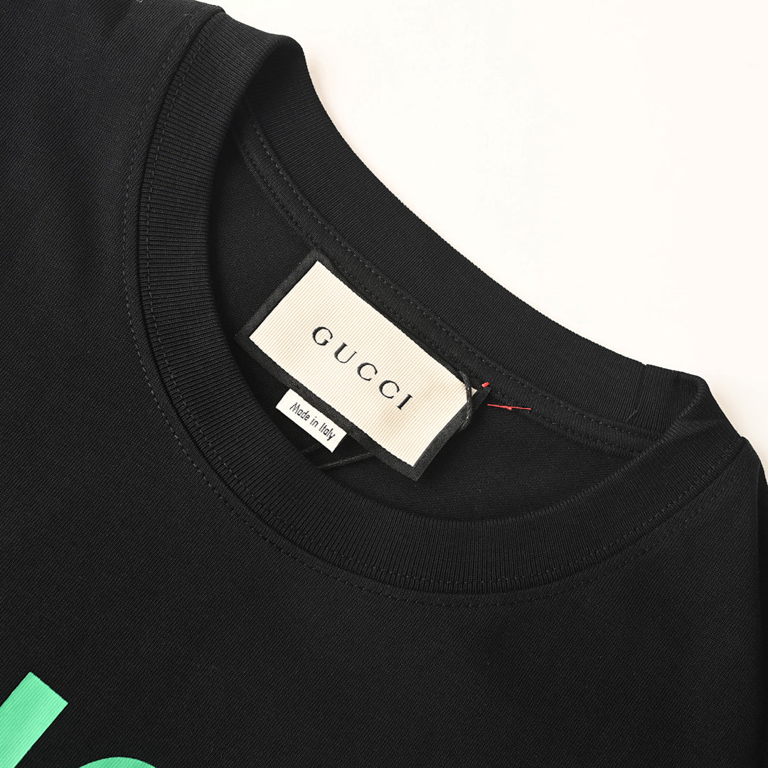 Gucci Monogram T-Shirt with Bear Embroidery and Appliqué