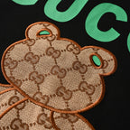 Gucci Monogram T-Shirt with Bear Embroidery and Appliqué