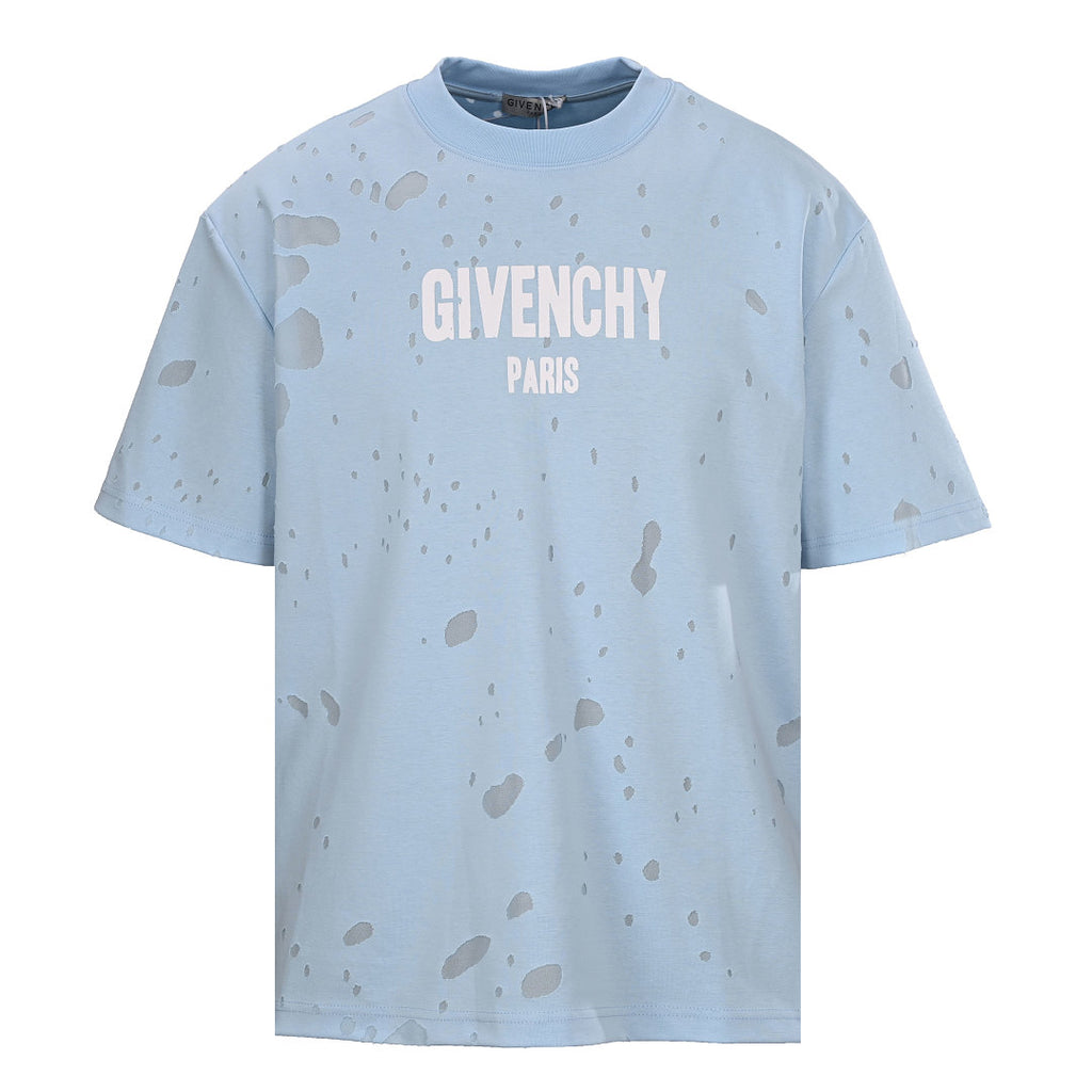 Givenchy Paris Destroyed Distressed Oversized T-Shirt – Sky Blue