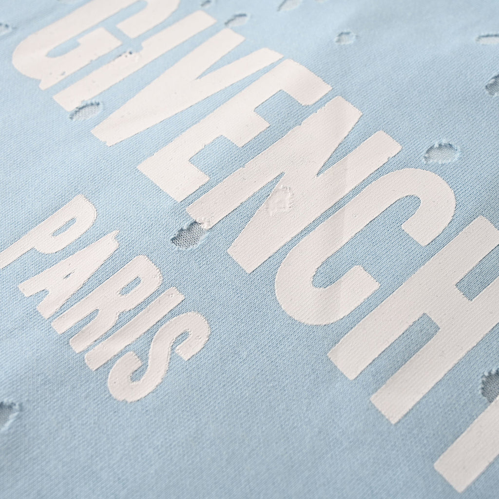 Givenchy Paris Destroyed Distressed Oversized T-Shirt – Sky Blue