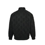 Gucci Black Monogram Jacquard Full-Zip Stand Collar Bomber Jacket