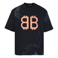 Balenciaga Double-B Bitcoin Hand-Painted Distressed Crewneck T-Shirt