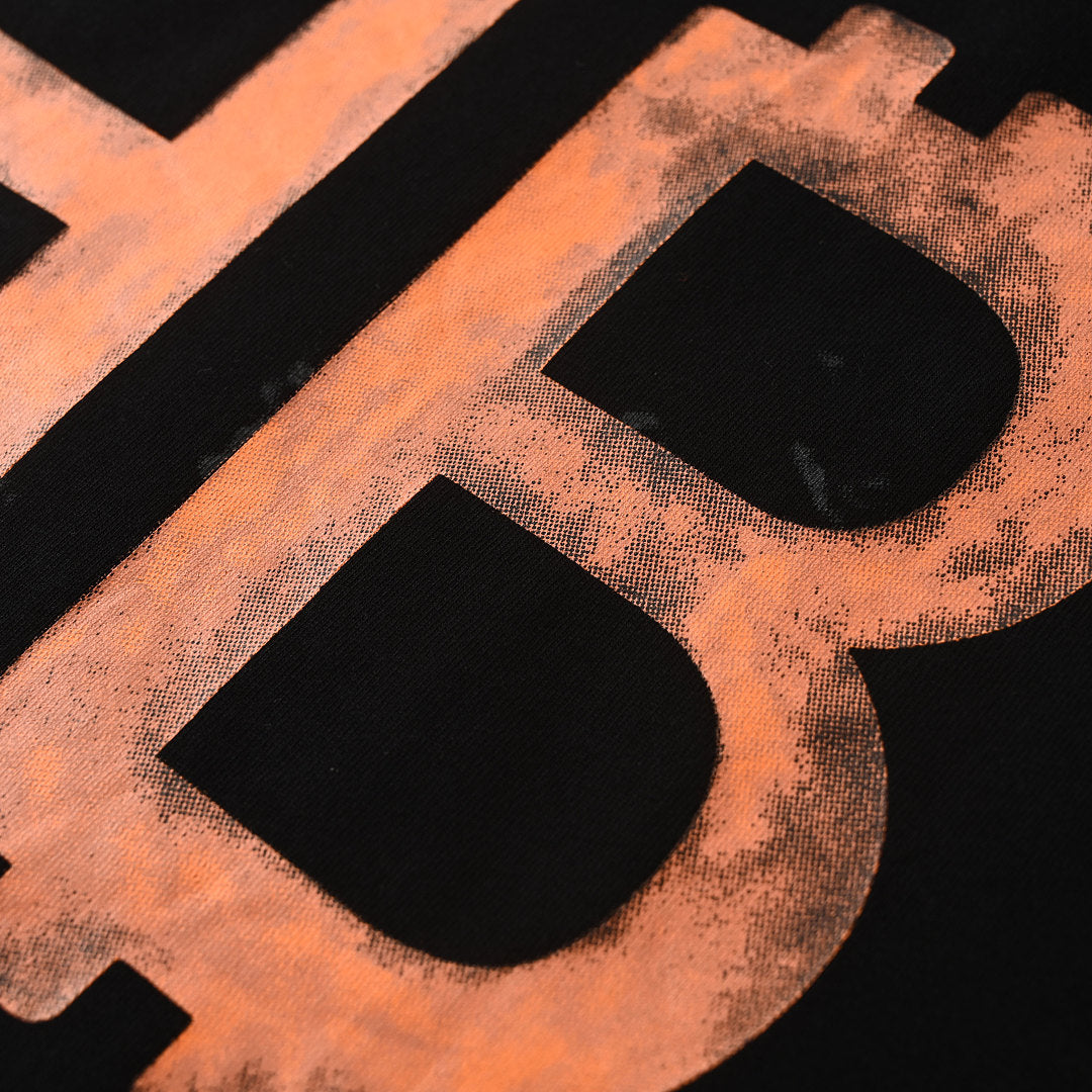 Balenciaga Double-B Bitcoin Hand-Painted Distressed Crewneck T-Shirt