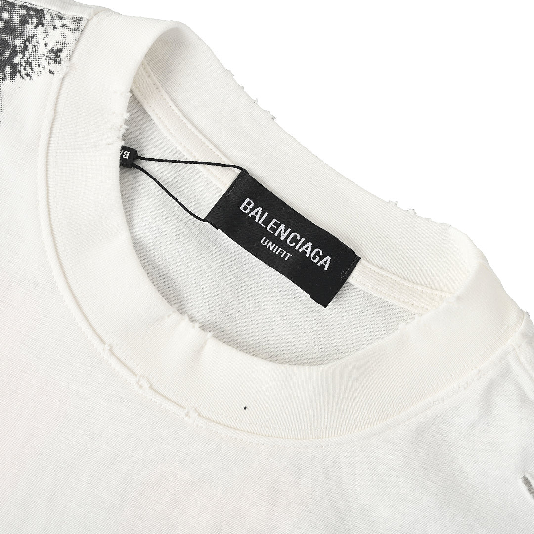 Balenciaga Double-B Bitcoin Hand-Painted Distressed Crewneck T-Shirt